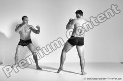 Underwear Martial art Man - Man White Moving poses Athletic Short Brown Dynamic poses Academic